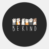 Be Kind Asl Sign Language Kindness Cat Paws Finger Runder Aufkleber (Vorderseite)