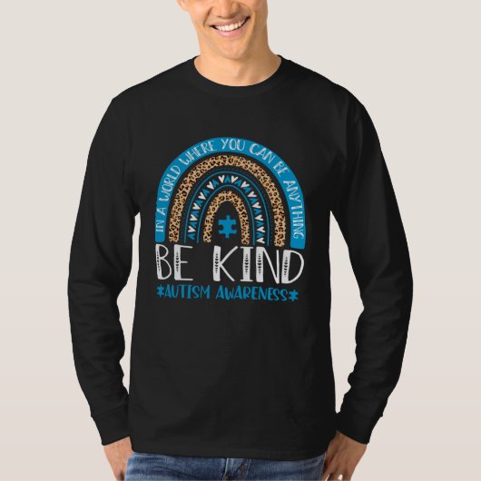Be Kind Autism Awareness Blue Puzzle Leopard Rainb T-Shirt (Vorderseite)