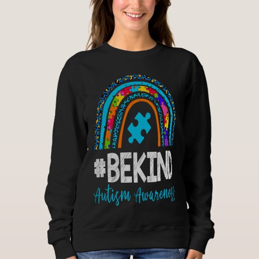 Be Kind Autism Awareness Leopard Rainbow Puzzle Gi Sweatshirt (Vorderseite)