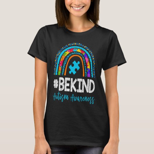 Be Kind Autism Awareness Leopard Rainbow Puzzle Gi T-Shirt (Vorderseite)