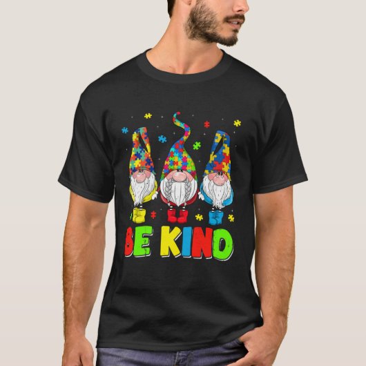 Be Kind Autism Awareness Month Cute Gnomes Men Wom T-Shirt (Vorderseite)