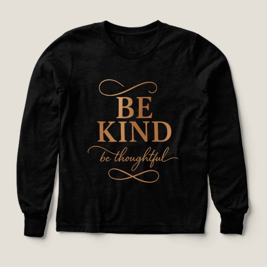 Be Kind Be Thoughtful Boys’ Long Sleeve Shirt (Design Vorderseite)