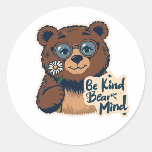 Be Kind Bear Mind Cute Sticker | Positive Animal (Vorderseite)