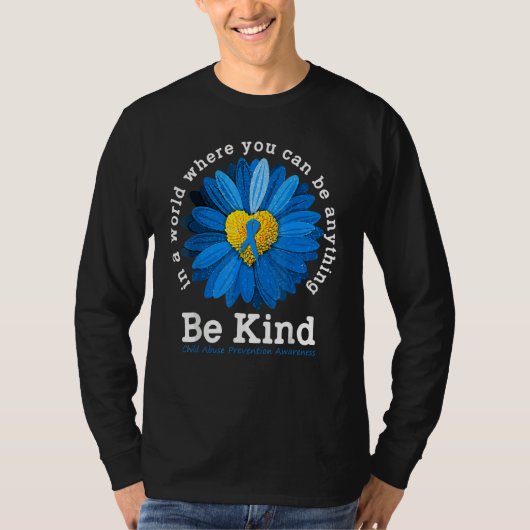 Be Kind Blue Sunflower Child Abuse Prevention Mont T-Shirt (Vorderseite)