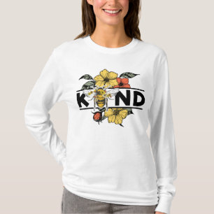 BE KIND Bumble Bee & Floral Positive Meldung T-Shirt