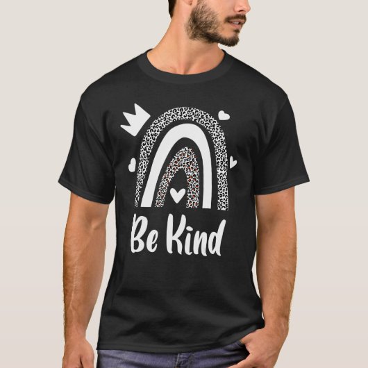 Be Kind Cute Graphic Boho Leopard Rainbow Womens K T-Shirt (Vorderseite)