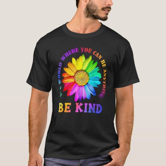 Be Kind Daisy Flower Rainbow LGBT Gay Lesbian Prid T-Shirt (Vorderseite)