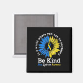 Be Kind Down Awareness Ribbon Sunflower K Magnet (Vorderseite/Rückseite)