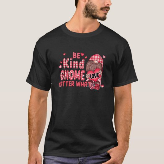 Be Kind Gnome Matter What Cute Pink Christmas T-Shirt (Vorderseite)