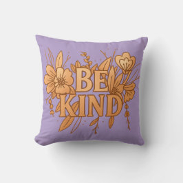 Be Kind | Gold Floral Inspirational Throw Pillow Kissen