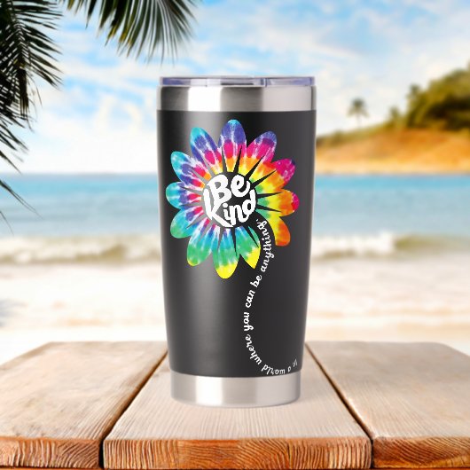 Be Kind Groovy Tie Dye Flower Power Thermobecher (Strand (gedreht))