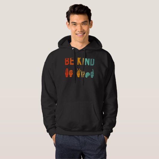 Be Kind Hand Signal Sign Language Unity Day Anti B Hoodie (Vorne ganz)