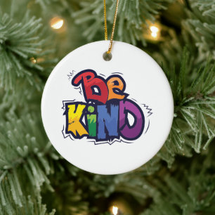 Be Kind LGBTQ Rainbow Pride Month Keramik Ornament