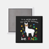 Be Kind Llama Puzzle Piece Cool Autismus Bewusstse Magnet (Vorderseite/Rückseite)