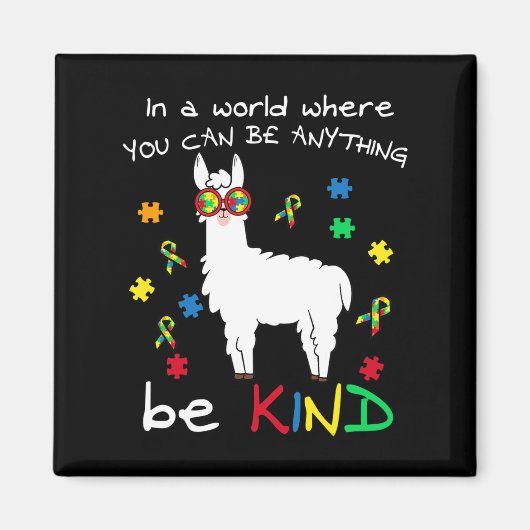 Be Kind Llama Puzzle Piece Cool Autismus Bewusstse Magnet (Vorne)