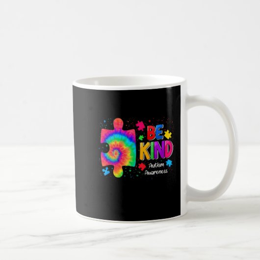 Be Kind Puzzle Pieces Tie Dye Cute Autism Awarenes Kaffeetasse (Rechts)