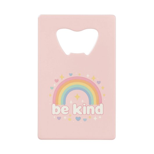 Be Kind – Rainbow Pastel Positivity Geldbeutel Flaschenöffner (Vorderseite)