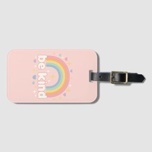 Be Kind – Rainbow Pastel Positivity Gepäckanhänger (Vorderseite (Horizontal))