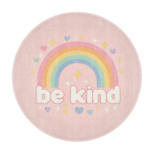 Be Kind – Rainbow Pastel Positivity Schneidebrett (Vorderseite)