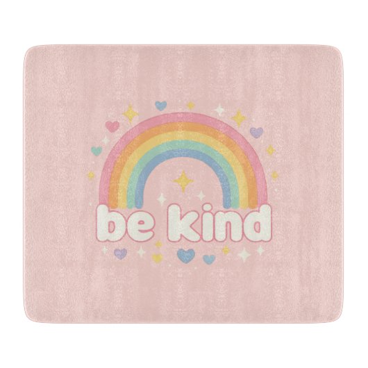 Be Kind – Rainbow Pastel Positivity Schneidebrett (Vorderseite)
