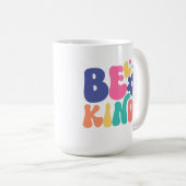 Be Kind Retro Boho –Groovy Colorful Flower & Heart Kaffeetasse (VorderseiteRechts)