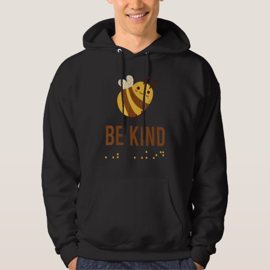 Be Kind Sign Braille Language Bee Graphic Yellow Hoodie (Vorderseite)