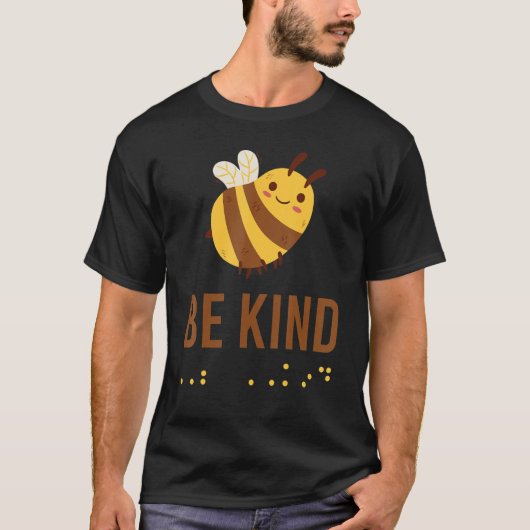 Be Kind Sign Braille Language Bee Graphic Yellow T-Shirt (Vorderseite)