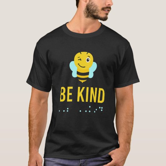 Be Kind Sign Braille Language Bee Smile Graphic Ye T-Shirt (Vorderseite)