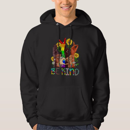 Be Kind Sign Language Hand Talking LGBTQ+ Gay Les Hoodie (Vorderseite)