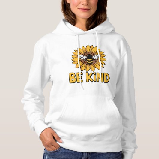 Be Kind Sunflower Bee Design Positive Kindness  Hoodie (Vorderseite)