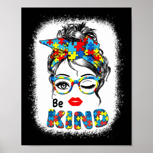 Be Kind t shirts for Women Autism Awareness Messy Poster (Vorne)