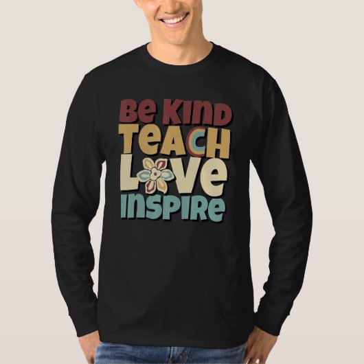 Be Kind Teach Love Inspire Elementary Groovy Hippy T-Shirt (Vorderseite)
