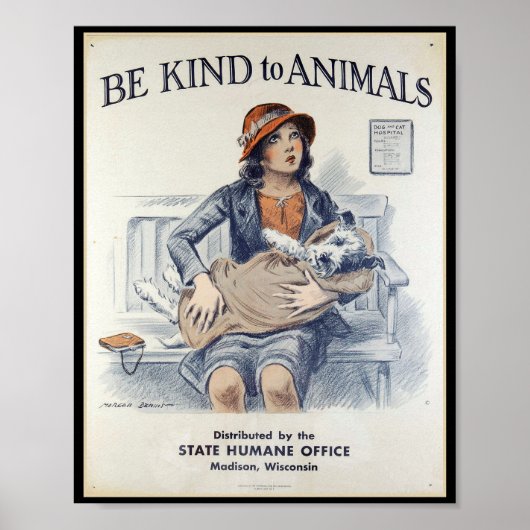 Be Kind to Animals - Vintage Poster (Vorne)