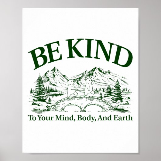 Be Kind To Your Mind Body And Earth Motivation Poster (Vorne)
