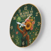 Be Kind to Your Mind Floral Große Wanduhr (Winkel)