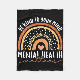 Be Kind To Your Mind Leopard Rainbow Mental Health Fleecedecke