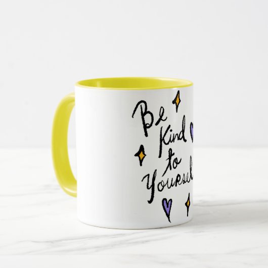 Be Kind to Yourself Motivational Quote Coffee Mug Tasse (Vorderseite Links)