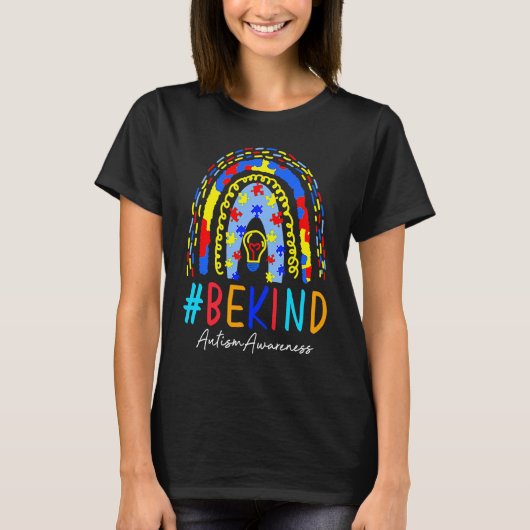 Be Kind We Wear Blue Autism Awareness Puzzle Piece T-Shirt (Vorderseite)