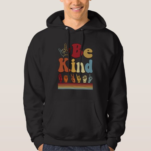 Be Kind  Women Sign Language Graphic Deaf Pride AS Hoodie (Vorderseite)