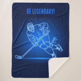 "Be Legendary" Hockey Player Sherpa Blanket Sherpadecke