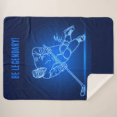"Be Legendary" Hockey Player Sherpa Blanket Sherpadecke (Vorderseite (Horizontal))