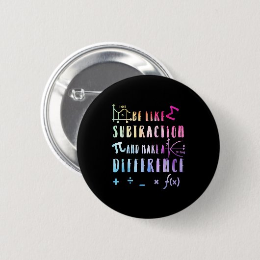 Be Like Subtraction Math Quote For Teachers Studen Button (Vorne & Hinten)