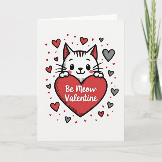 Be Meow Valentine Cat Card Karte (Vorderseite)