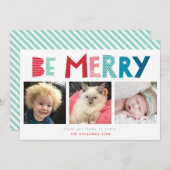 BE MERRY 3 FOTO Moderne Weihnachten Spaß Typografi (Vorne/Hinten)