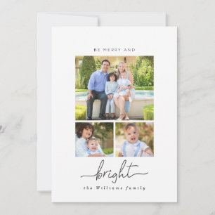 Be Merry and Bright Photo Collage Christmas Cards Feiertagskarte