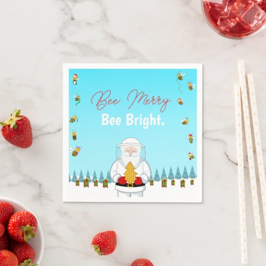 Be Merry. Be Bright. Christmas Beekeeper Santa Serviette (Beispiel)