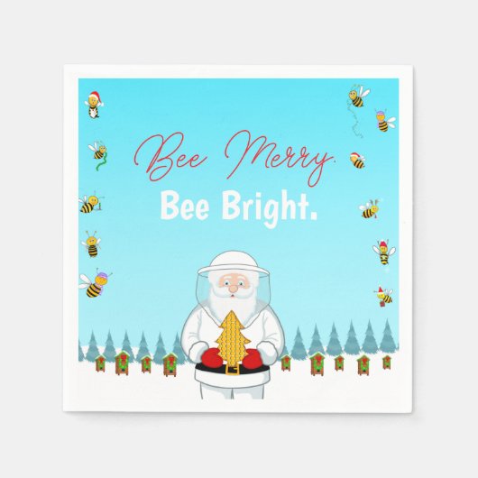 Be Merry. Be Bright. Christmas Beekeeper Santa Serviette (Vorderseite)