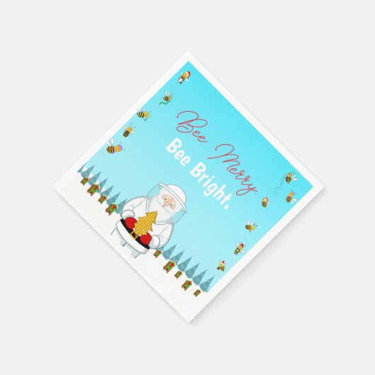 Be Merry. Be Bright. Christmas Beekeeper Santa Serviette (Ecke)