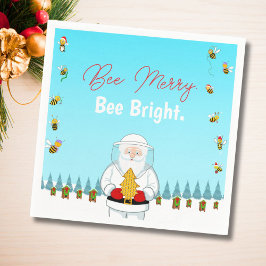 Be Merry. Be Bright. Christmas Beekeeper Santa Serviette