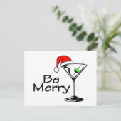 Be Merry Christmas Martini Feiertagspostkarte (Stehend Vorderseite)